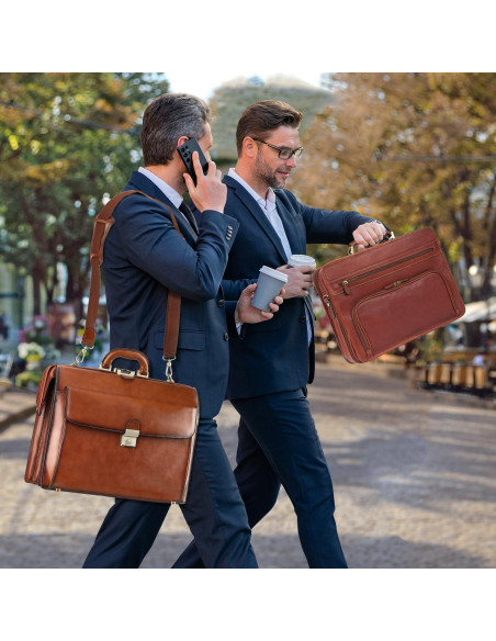 Maletín de Cuero Vintage Banuce 15.6" para Hombres con Cerradura