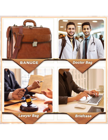 Maletín de Cuero Vintage Banuce 15.6" para Hombres con Cerradura