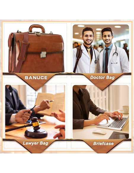 Maletín de Cuero Vintage Banuce 15.6" para Hombres con Cerradura