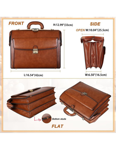Maletín de Cuero Vintage Banuce 15.6" para Hombres con Cerradura