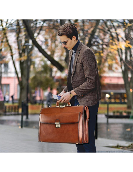 Maletín de Cuero Vintage Banuce 15.6" para Hombres con Cerradura