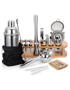 Kit de Bartender 24 Piezas AOZITA Coctelera 710 ml Acero Inoxidable