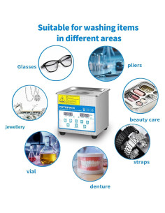 Limpiador ultrasónico calentado Yotopwin 1.3L acero inoxidable 2