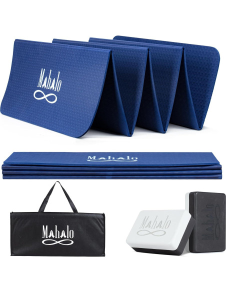 Esterilla de Yoga Plegable Mahalo Wellness 6mm + 2 Bloques