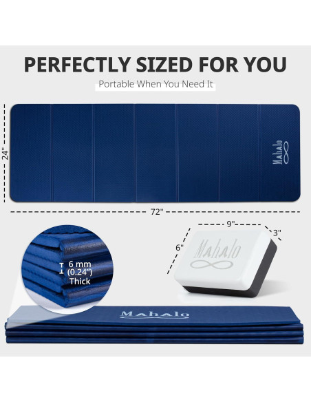 Esterilla de Yoga Plegable Mahalo Wellness 6mm + 2 Bloques