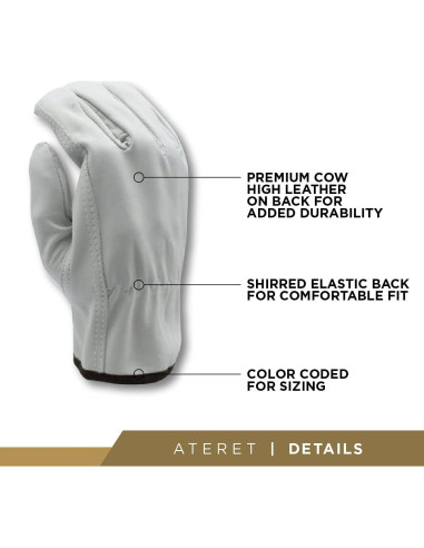 Guantes de Trabajo Palmer Safety de Cuero Vacuno - 12 Pares Grande