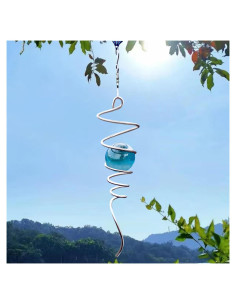 Girador de Viento Cinético FENELY con Cola Espiral y Esfera de Cristal