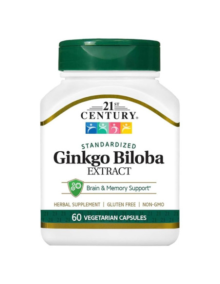 Extracto de Ginkgo Biloba Siglo 21 - 60 Cápsulas Veganas Extracto de Ginkgo Biloba Siglo 21 - 60 Cápsulas Veganas
