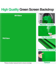 Kit de Fondo Verde Portátil Qoolfoto 1.52x2.13m con Soporte Ajustable 2