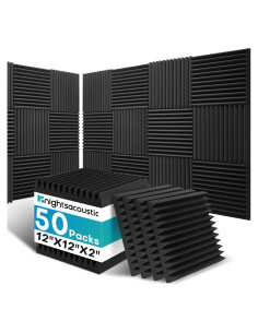 Paquete de 50 Paneles Acústicos Aislantes 30.48x30.48cm Negro