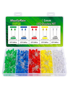 Kit de Diodos LED 5mm Maygyrain 250 Piezas 5 Colores