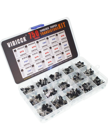Kit de Transistores Bipolares VIBICCK 750 Piezas TO92 NPN PNP