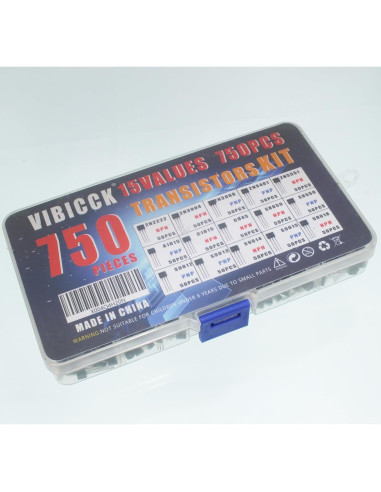 Kit de Transistores Bipolares VIBICCK 750 Piezas TO92 NPN PNP