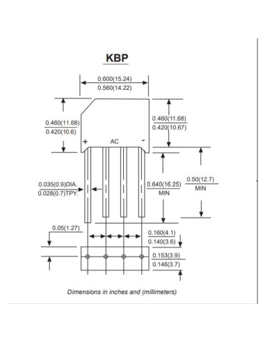 20 Diodos Rectificadores de Puente KBP310 1000V 3A