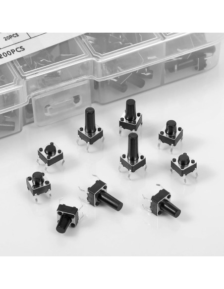200 Interruptores Táctiles Micro Momentáneos 4 Pines 6x6mm QfwdfcTrenz
