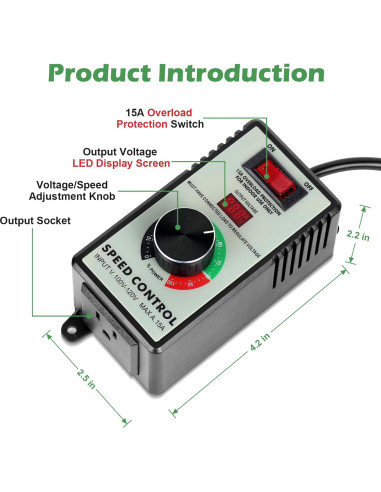 Controlador de Velocidad de Motor AC HARMNEE 15A con Pantalla LED