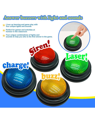 Juego de 4 Zumbadores de Respuesta Gelabur con Sonido y Luz