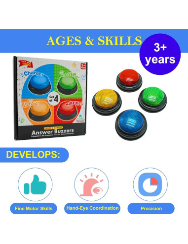 Juego de 4 Zumbadores de Respuesta Gelabur con Sonido y Luz