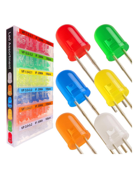 Kit de Diodos LED 600pcs 5mm Multicolores 1A Manufacturing