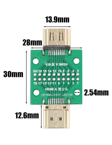 Conector HDMI Macho a Hembra 2 Pcs Cermant 19 Pines