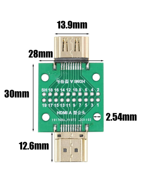 Conector HDMI Macho a Hembra 2 Pcs Cermant 19 Pines