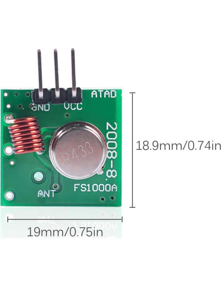 Kit Transmisor y Receptor RF Inalámbrico HiLetgo 433MHz 5 Pcs