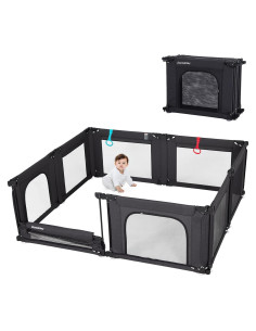 Parque Infantil Plegable Doradotey 200x180 cm Negro Ajustable