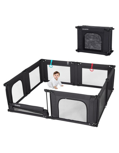 Parque Infantil Plegable Doradotey 200x180 cm Negro Ajustable
