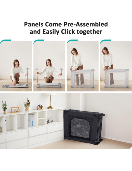 Parque Infantil Plegable Doradotey 200x180 cm Negro Ajustable