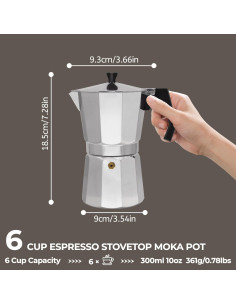 Cafetera Moka Mogrecha 6 Tazas Aluminio 300ml Manual 2
