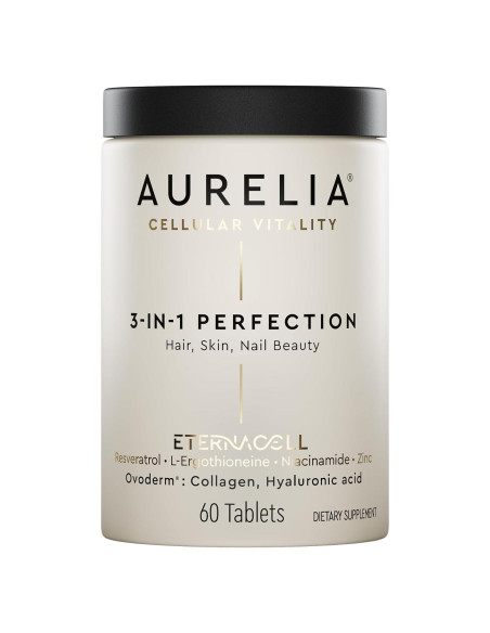 Suplemento Antienvejecimiento Aurelia 3-en-1 | Colágeno, Zinc, Resveratrol