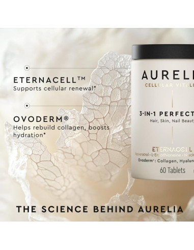 Suplemento Antienvejecimiento Aurelia 3-en-1 | Colágeno, Zinc, Resveratrol