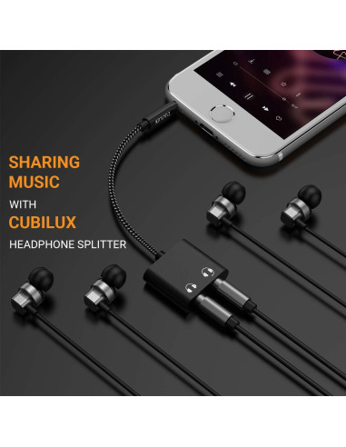 Adaptador Cubilux de Auriculares 3.5mm a Doble Jack 2-Vías