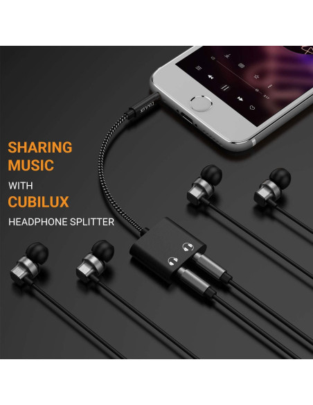 Adaptador Cubilux de Auriculares 3.5mm a Doble Jack 2-Vías