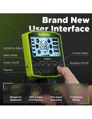 Detector de Metales Hazlewolke Jungler1031 5 Modos 10" Impermeable