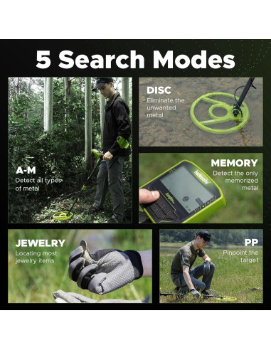 Detector de Metales Hazlewolke Jungler1031 5 Modos 10" Impermeable