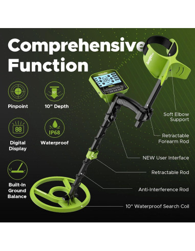 Detector de Metales Hazlewolke Jungler1031 5 Modos 10" Impermeable