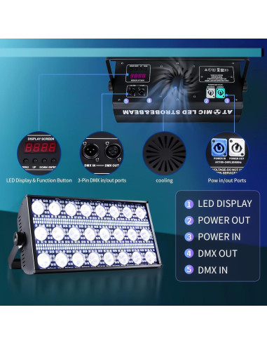 Barra de Luz Estroboscópica LED XFALIGHTS 300W RGBW DMX