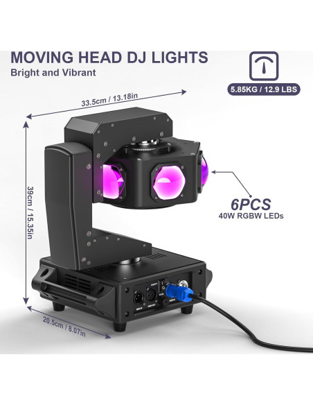 Luz de Cabeza Móvil XYZ 6 x 40W RGBW DMX para Eventos Luz de Cabeza Móvil XYZ 6 x 40W RGBW DMX para Eventos