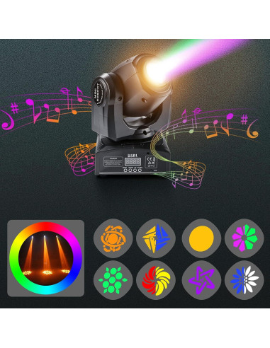 Luces de Cabeza Móvil LED BSBL 30W con 8 GOBO y 15 Colores
