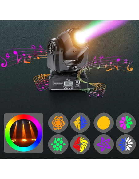 Luces de Cabeza Móvil LED BSBL 30W con 8 GOBO y 15 Colores