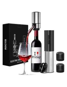 Juego de abridor de vino eléctrico Rocyis 5 piezas acero