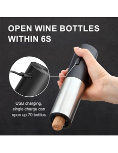 Juego de abridor de vino eléctrico Rocyis 5 piezas acero 2