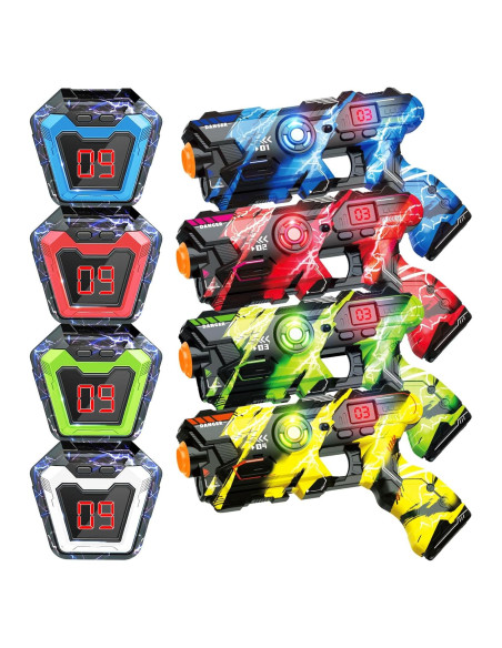 Conjunto de 4 pistolas láser LED con chaleco - Juyi