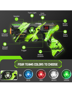 Conjunto de 4 pistolas láser LED con chaleco - Juyi 2