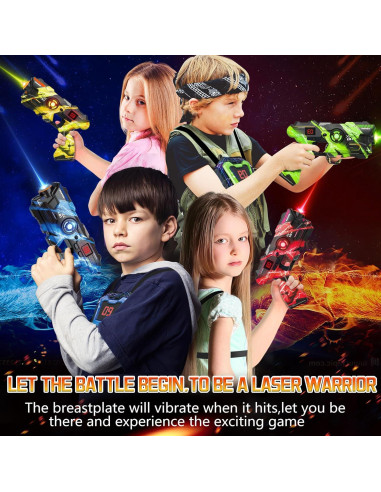 Conjunto de 4 pistolas láser LED con chaleco - Juyi