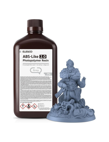 Resina 3D ELEGOO ABS-Like 2.0 2000g Gris Rápida UV