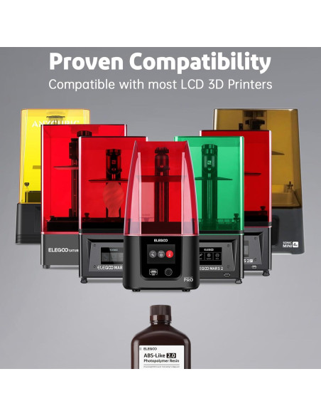 Resina 3D ELEGOO ABS-Like 2.0 2000g Gris Rápida UV