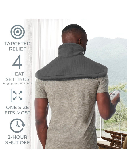 Almohadilla Térmica para Cuello y Hombros Pure Enrichment - 4 Niveles de Calor, Apagado Automático, Suave Micromink