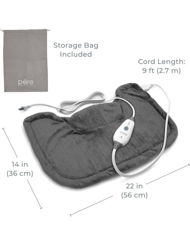 Almohadilla Térmica para Cuello y Hombros Pure Enrichment - 4 Niveles de Calor, Apagado Automático, Suave Micromink